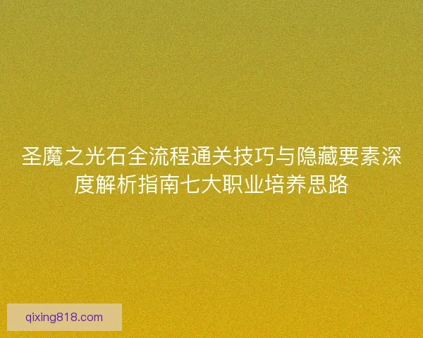 圣魔之光石全流程通关技巧与隐藏要素深度解析指南七大职业培养思路