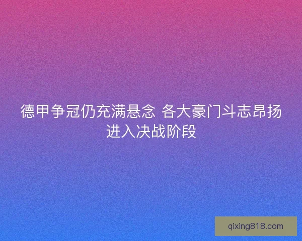 德甲争冠仍充满悬念 各大豪门斗志昂扬进入决战阶段